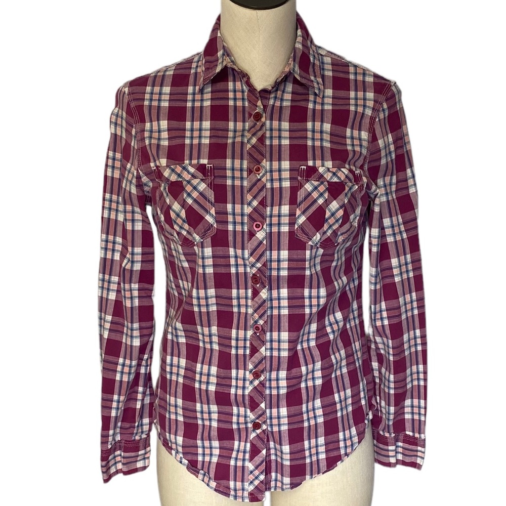 Jane Ashley Vintage Workwear Long sleeve plaid button up size small